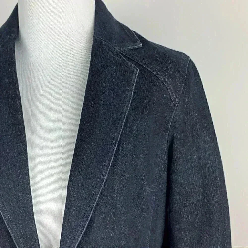 Nine West womens blazer size S blue Jean jacket gold denim vintage 90s western